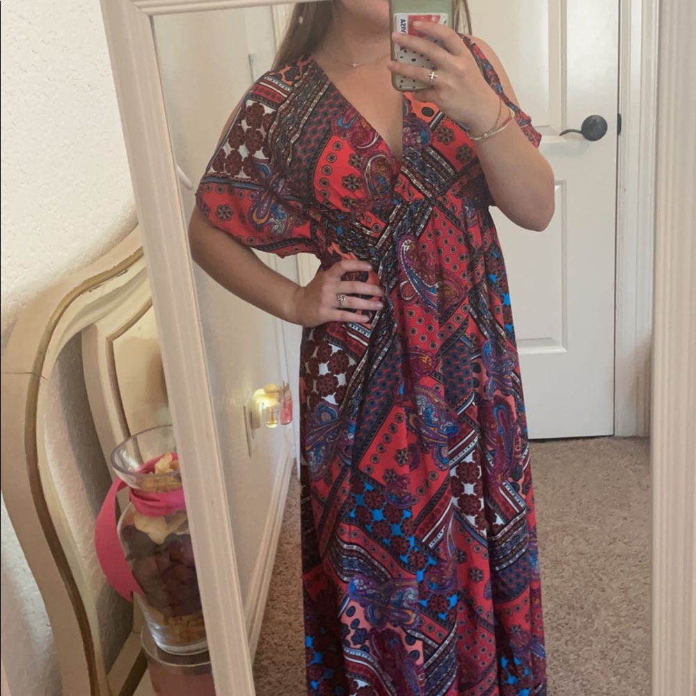 multi color aztecs pattern long dress